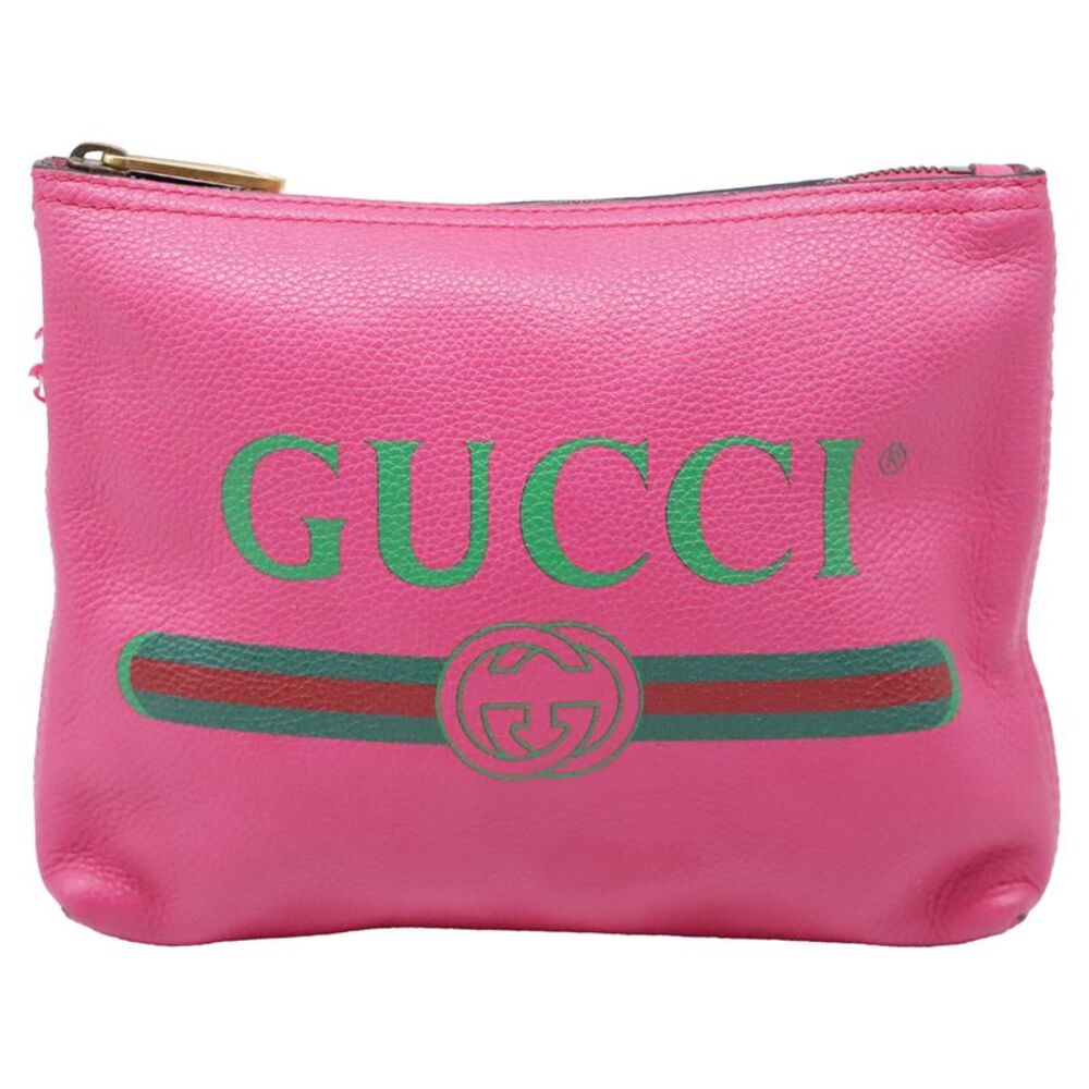 Gucci Medium Portfolio Zipped Clutch Bag in Pink Leather